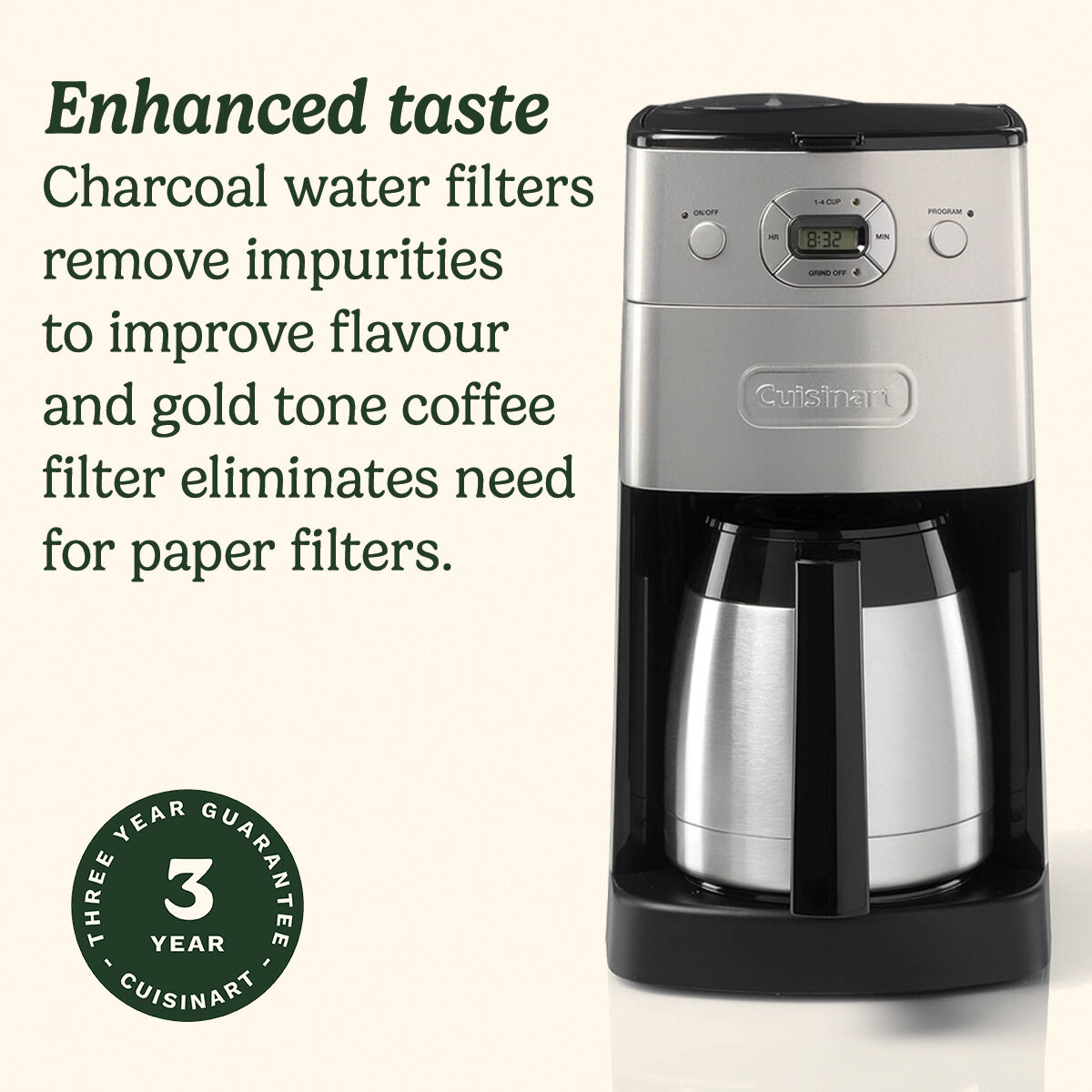 Cuisinart Burr Grind & Brew Coffee Maker With Thermal Carafe Grind & Brew Coffee Maker | DGB650BCU | Cuisinart